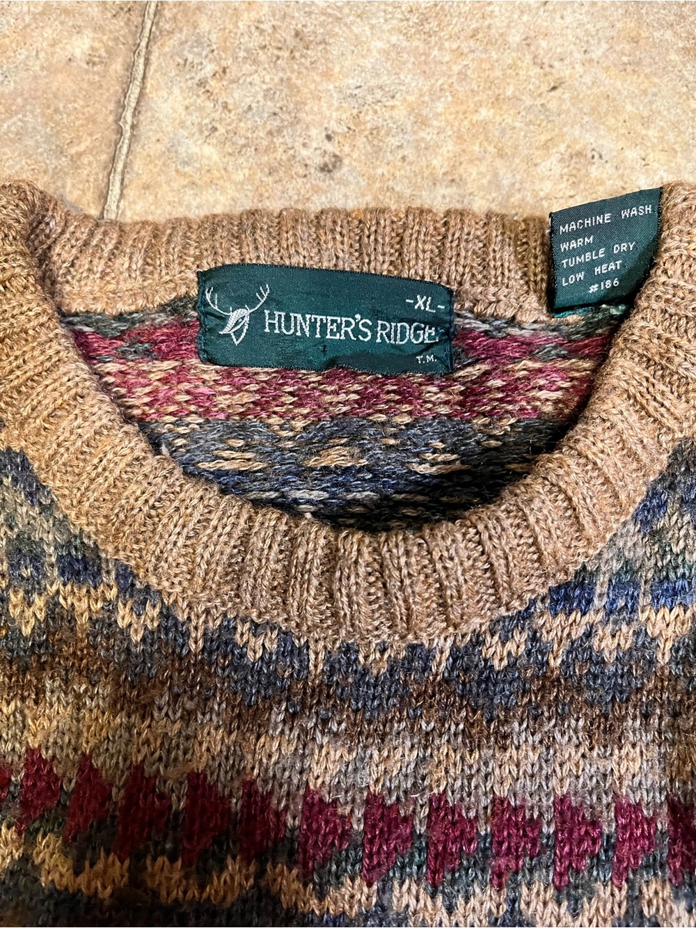 Vintage Hunters Ridge Crewneck Sweater in Brown Fair Isle Multicolor - Picture 2 of 5
